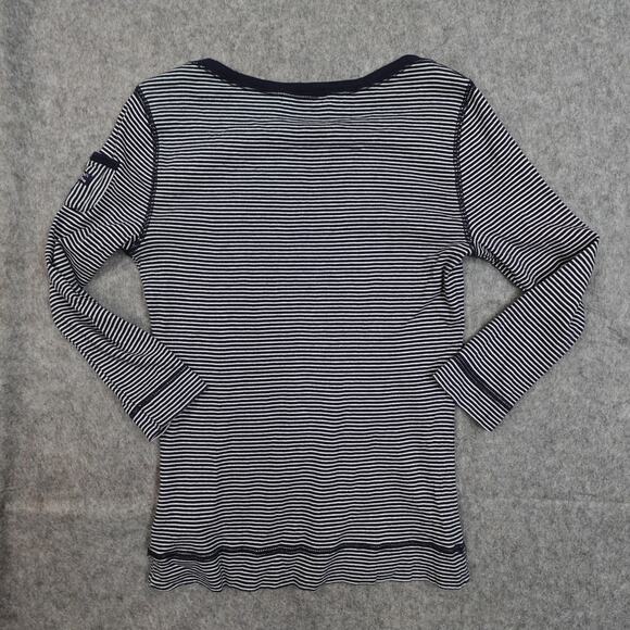 Ralph Lauren Top Womens Small Long Sleeve Boat Neck Striped Navy Blue Nautical - Picture 6 of 10